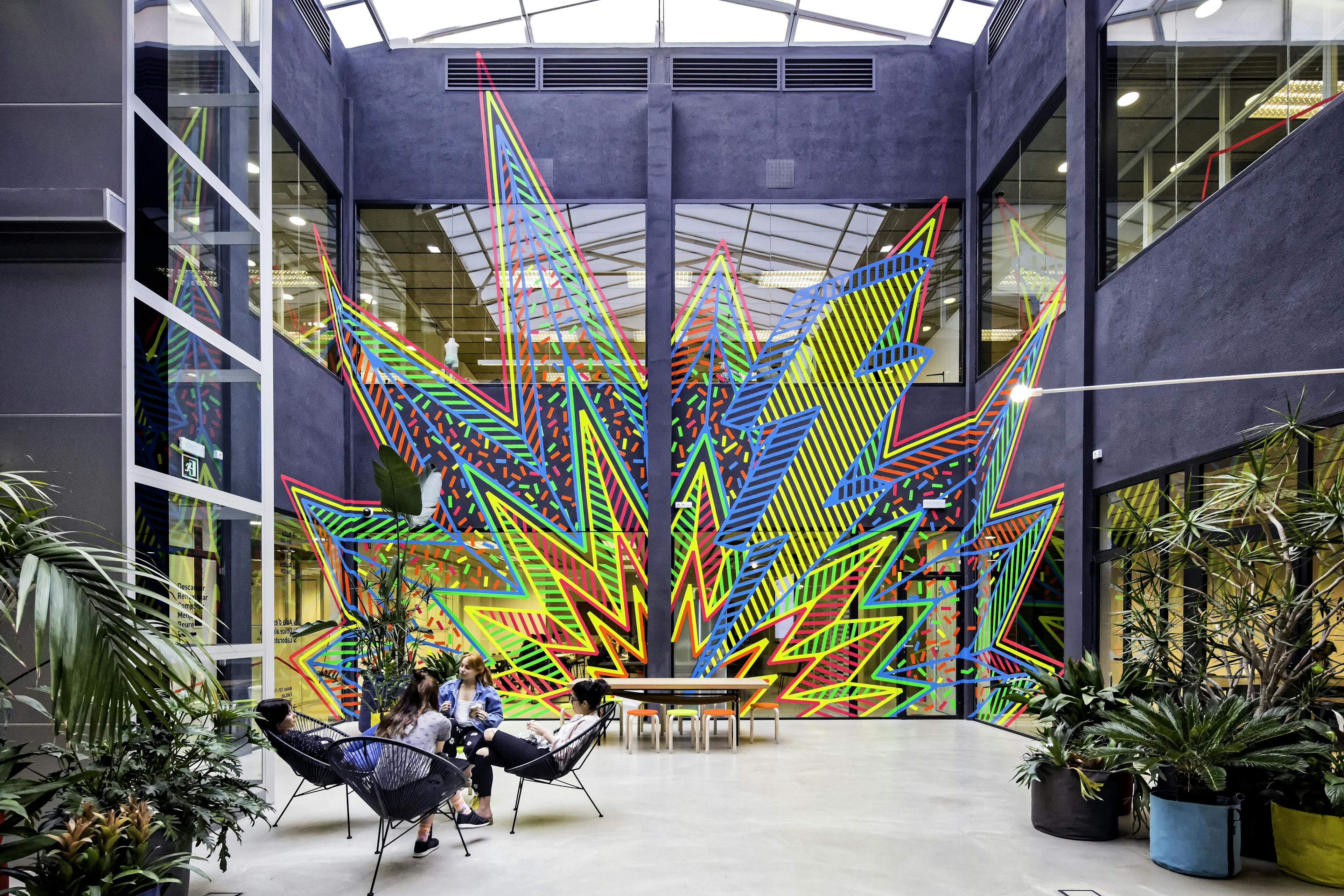 Modern Atrium with Art Installation